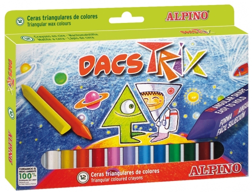 Lapices cera Dacs trix triangul caja de 12 colores DA000125, imagen 2 mini