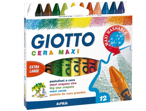Lapices cera Giotto maxi caja de 12 colores surtidos F291200, imagen 2 mini