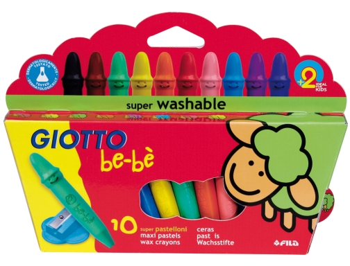 Lapices cera Giotto super bebe caja de 10 colores surtidos + sacapuntas F47920000, imagen 2 mini