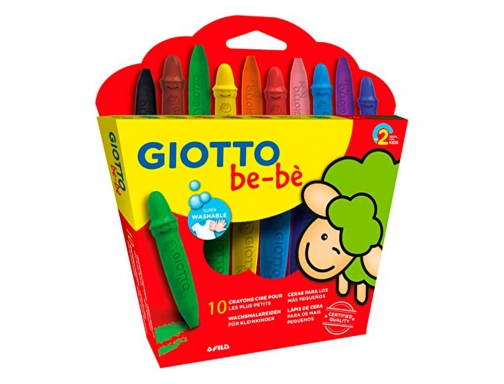 Lapices cera Giotto super bebe caja de 10 colores surtidos + sacapuntas F47920000, imagen 3 mini