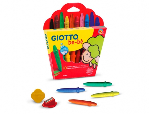 Lapices cera Giotto super bebe caja de 10 colores surtidos + sacapuntas F47920000, imagen 4 mini