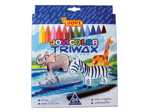 Lapices cera Jovi color triangular triwax 24 unidades colores surtidos 973 24, imagen 2 mini