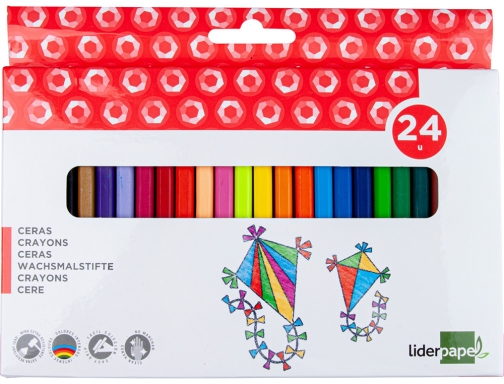 Lapices cera Liderpapel caja de 24 unidades colores surtidos 06150, imagen 2 mini