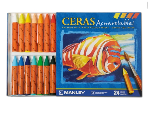 Lapices cera Manley acuarelable caja de 24 unidades colores surtidos MNQ00424, imagen 2 mini