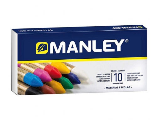 Lapices cera Manley caja de 10 colores surtidos MNC00033, imagen 2 mini