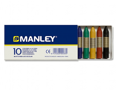 Lapices cera Manley caja de 10 colores surtidos MNC00033, imagen 3 mini