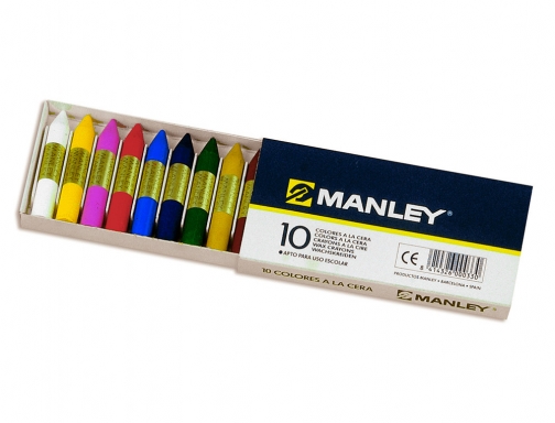 Lapices cera Manley caja de 10 colores surtidos MNC00033, imagen 4 mini