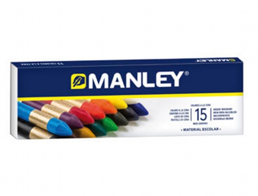 Lapices cera Manley caja de 15 colores surtidos MNC00055, imagen 2 mini