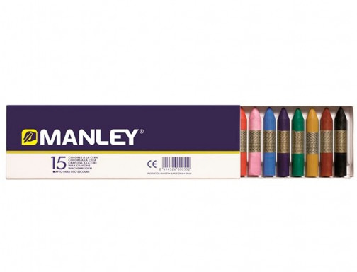 Lapices cera Manley caja de 15 colores surtidos MNC00055, imagen 3 mini