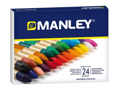 Lapices cera Manley caja de 24 colores surtidos MNC00066, imagen 2 mini