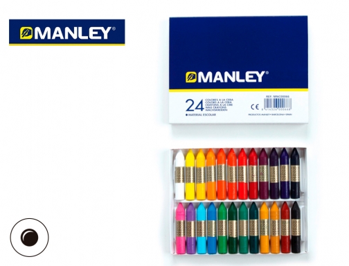 Lapices cera Manley caja de 24 colores surtidos MNC00066