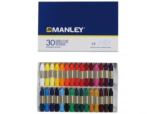 Lapices cera Manley caja de 30 colores surtidos MNC00077, imagen 2 mini