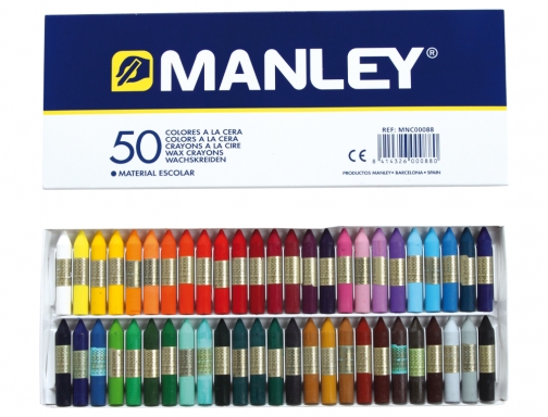 Lapices cera Manley caja de 50 colores surtidos MNC00088, imagen 2 mini