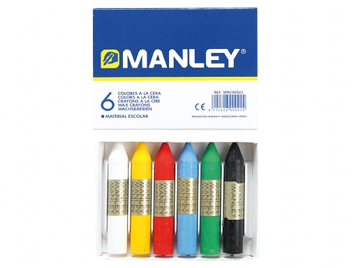 Lapices cera Manley caja de 6 colores surtidos MNC00022 106, imagen 2 mini