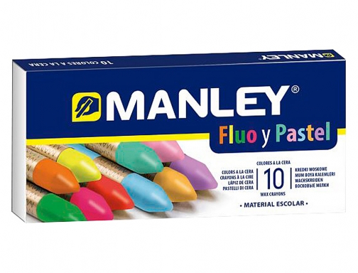 Lapices cera Manley fluor y pastel caja de 10 colores surtidos MNC00044, imagen 2 mini