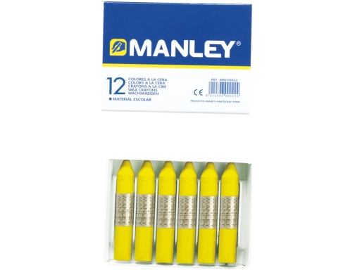 Lapices cera Manley unicolor amarillo limon n.2 caja de 12 unidades MNC04453, imagen 2 mini