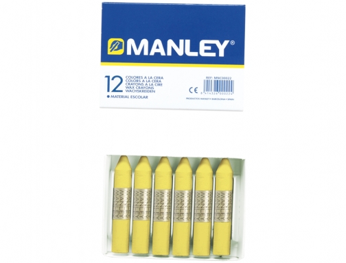 Lapices cera Manley unicolor amarillo claro n.4 caja de 12 unidades MNC04475, imagen 2 mini