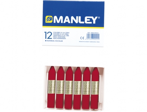 Lapices cera Manley unicolor carmin n.10 caja de 12 unidades MNC04533, imagen 2 mini