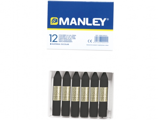 Lapices cera Manley unicolor negro n.30 caja de 12 unidades MNC04737, imagen 2 mini