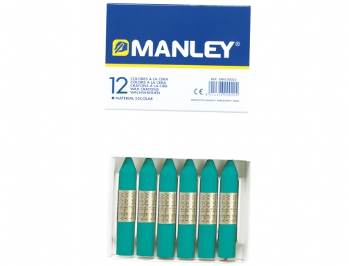 Lapices cera Manley unicolor verde turquesa n.23 caja de 12unidades MNC04668, imagen 2 mini
