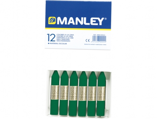 Lapices cera Manley unicolor verde esmeralda n.24 caja de 12 unidades MNC04679, imagen 2 mini