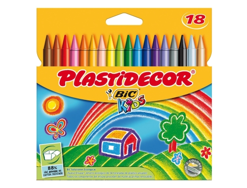 Lapices cera Plastidecor caja de 18 colores surtidos 8757712, imagen 5 mini