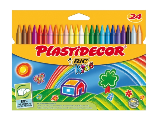 Lapices cera Plastidecor caja de 24 colores surtidos 9203013, imagen 2 mini