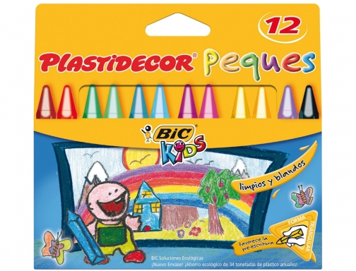 Lapices cera Plastidecor peques caja de 12 colores surtidos 8757742, imagen 2 mini