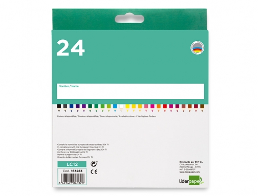 Lapices de colores acuarelables Liderpapel caja de 24 unidades colores surtidos 163283, imagen 5 mini
