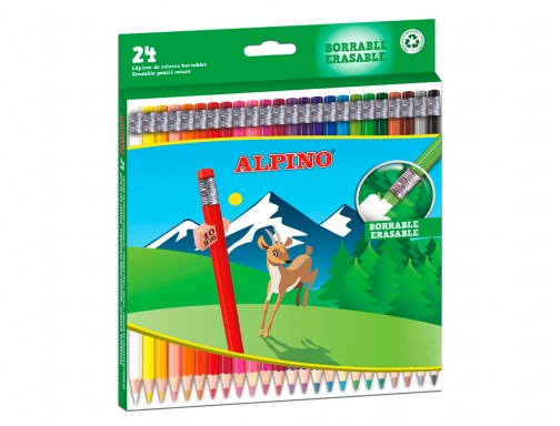 Lapices de colores Alpino borrable caja de 24 unidades colores surtidos AL013658, imagen 3 mini