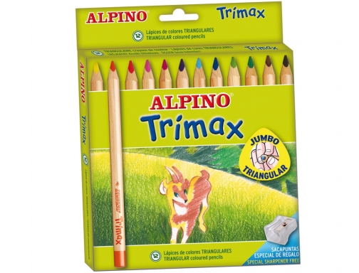 Lapices de colores Alpino trimax caja de 12 colores surtidos AL000113, imagen 2 mini