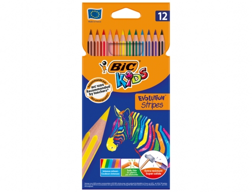 Lapices de colores Bic evolution stripes caja de 12 colores surtidos 9505222, imagen 2 mini
