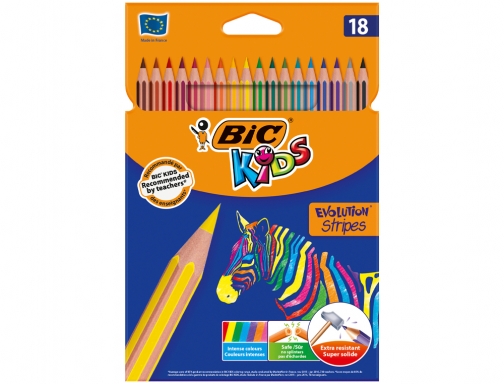 Lapices de colores Bic evolution stripes caja de 18 colores surtidos 9505241, imagen 2 mini