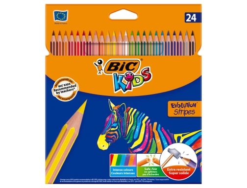 Lapices de colores Bic evolution stripes caja de 24 colores surtidos 9505251, imagen 2 mini