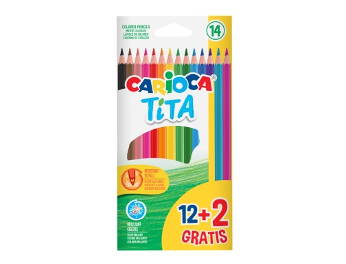 Lapices de colores Carioca tita hexagonal 12 unidades colores surtidos + 2 43878, imagen 3 mini