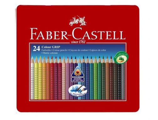 Lapices de colores Faber-Castell acuarelable colour grip triangular caja de metal 112423 , surtidos, imagen 2 mini