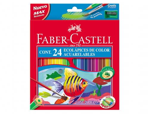 Lapices de colores Faber-Castell acuarelables caja de 24 unidades colores surtidos 114425, imagen 2 mini