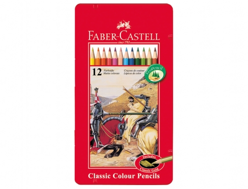 Lapices de colores Faber-Castell caja de metal de 12 colores surtidos 115801, imagen 2 mini