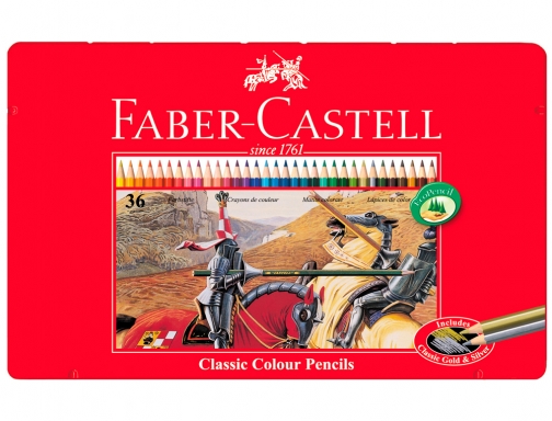 Lapices de colores faber-castell caja de metal de 36 colores surtidos Faber-Castell 115886, imagen 2 mini