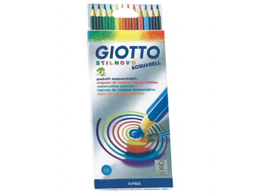 Lapices de colores Giotto stilnovo acuarelables caja de 12 colores surtidos F255700, imagen 2 mini