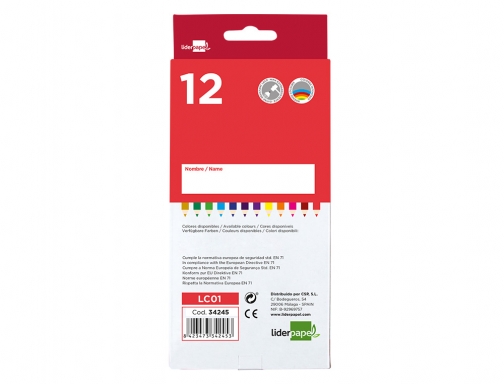 Lapices de colores Liderpapel caja de 12 unidades colores surtidos 34245, imagen 3 mini