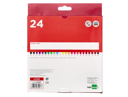Lapices de colores Liderpapel caja de 24 unidades colores surtidos 34247, imagen 3 mini