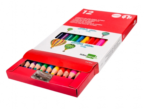 Lapices de colores Liderpapel jumbo con sacapuntas caja de 12 unidades colores 34249, imagen 4 mini