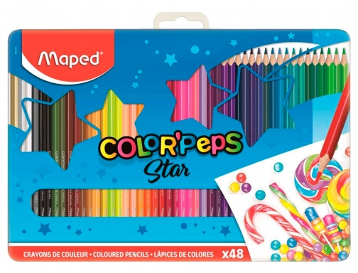 Lapices de colores Maped color peps caja de metal de 48 lapices 832058, imagen 2 mini