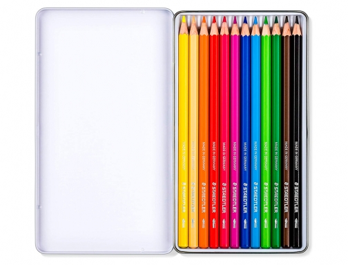Lapices de colores Staedtler acuarelables caja metal de 12 unidades colores surtidos 14610C M12, imagen 3 mini