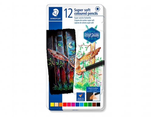 Lapices de colores Staedtler super soft caja metal de 12 colores surtidos 149C M12, imagen 2 mini