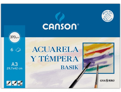Papel acuarela basik Canson Din A3 370 gr pack de 6 hojas C200402393, imagen 2 mini