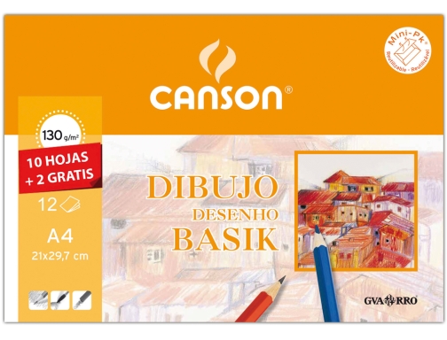 Papel dibujo basik 240x320 Din A4 + 130 gr con recuadro minipack Canson C400110487, imagen 2 mini