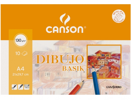 Papel dibujo basik Din A4 sin recuadro 130 gramos minipack de 10 Canson C400110486, imagen 2 mini