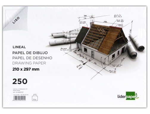 Papel dibujo Liderpapel 210x297mm 150g m2 con cajetin 16795, imagen 2 mini